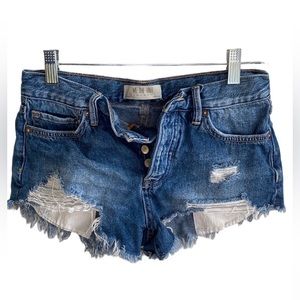 FREE PEOPLE WE THE FREE Denim Ripped Distressed Short Shorts